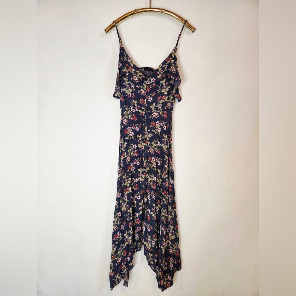 Boho Cottage American Eagle Outfitters Floral Handkerchief Hem Maxi Dress M